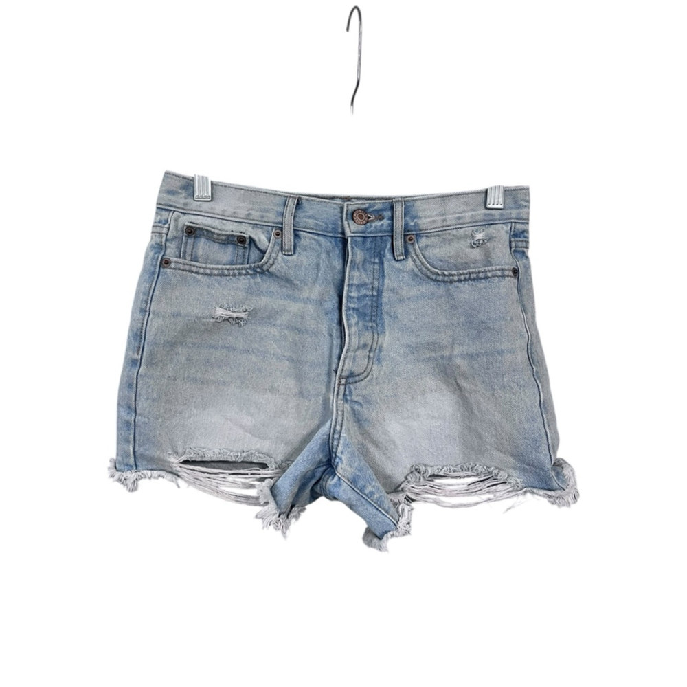 Calvin Klein High Rise Button Fly Cut Off Denim Blue Jean Shorts Size 26 Casual